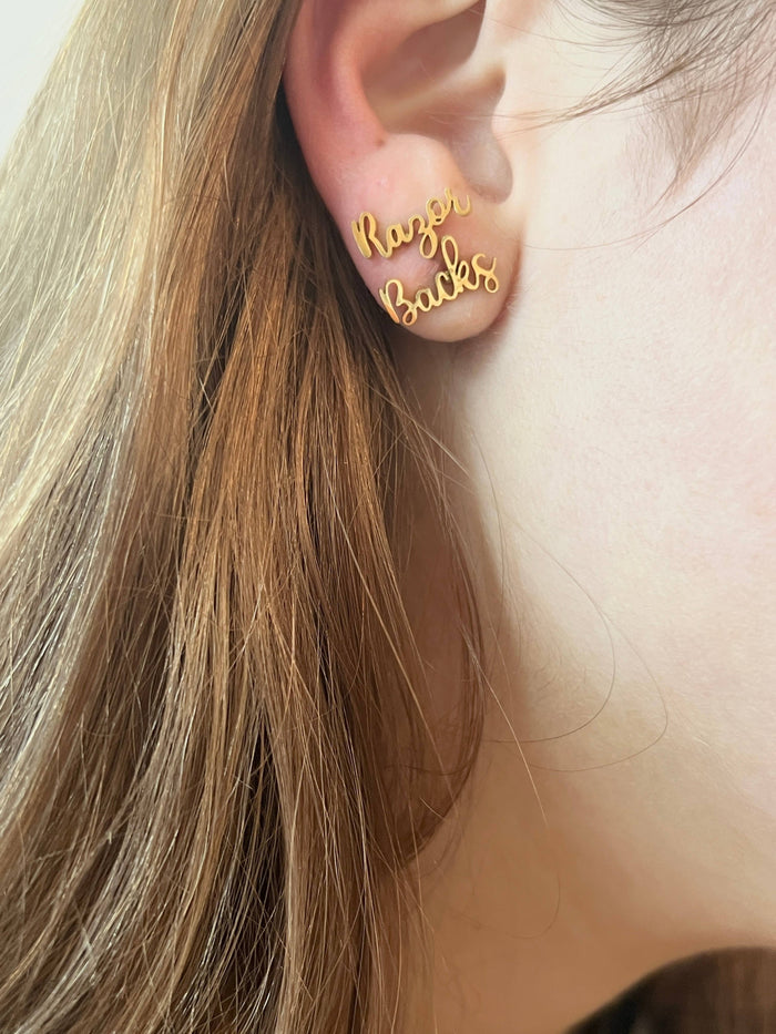 RazorBacks Gold Stud Earrings