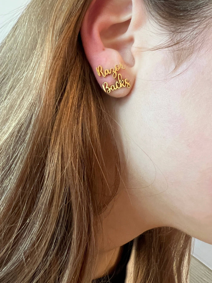 RazorBacks Gold Stud Earrings