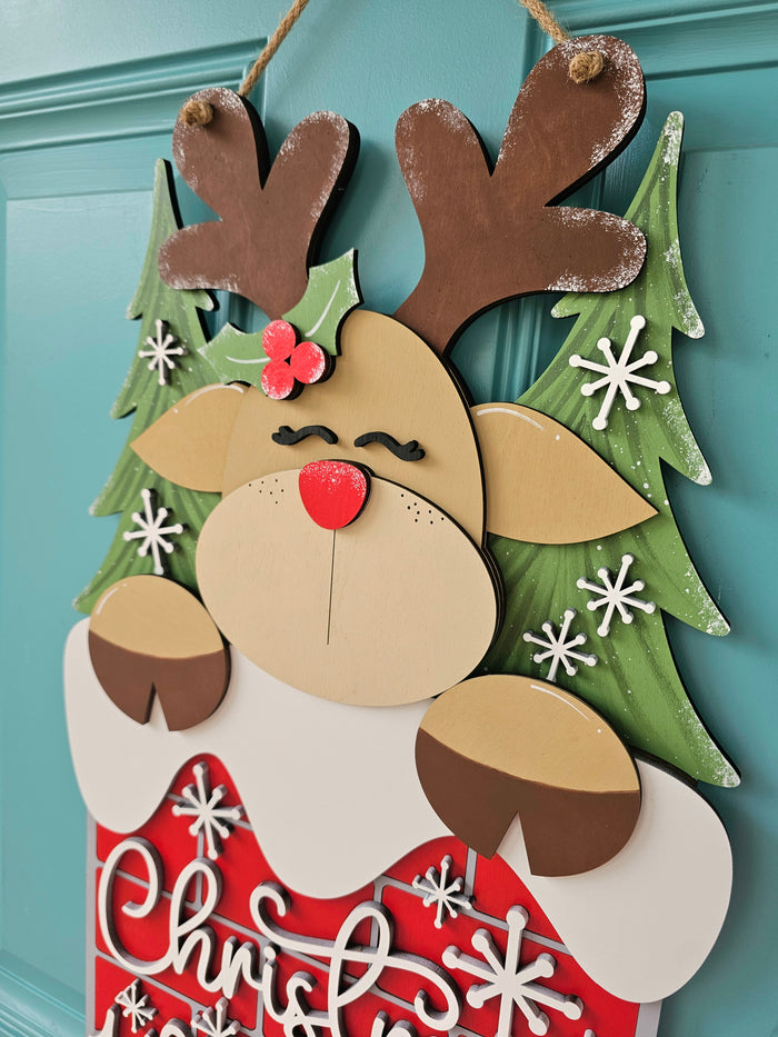 Reindeer Chimney Door Hanger