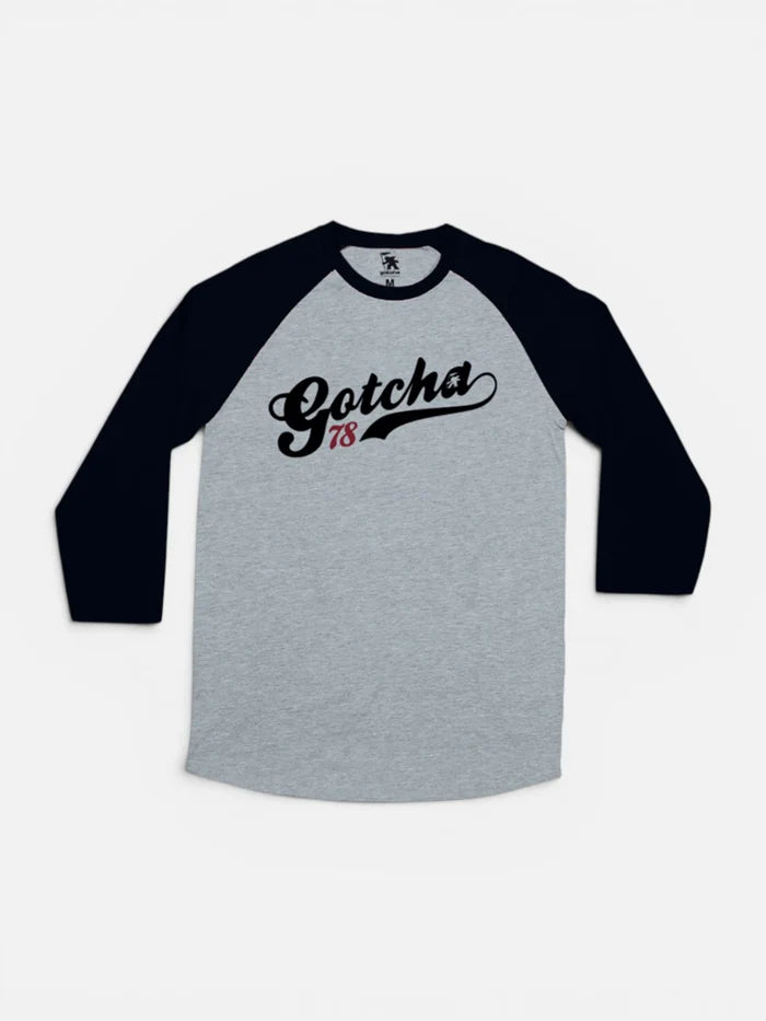 Remera Gotcha 3/4 Ranglan Baseball Gris Negro