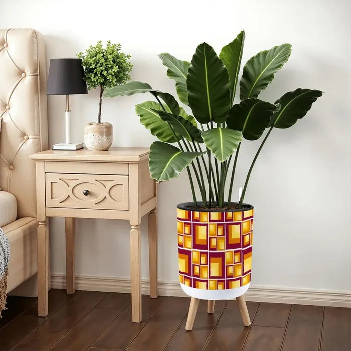 Retro 70s Midcentury Flower Pot - Scandi Style Plant Pot with Wooden Legs - retro plant pot