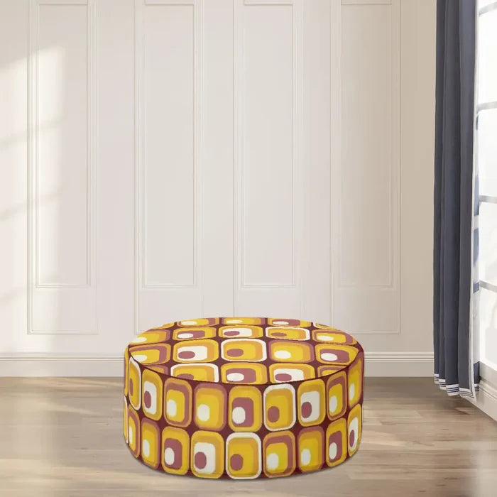 Retro 70s Orange Ottoman – Midcentury Modern Footstool Seat - pouf