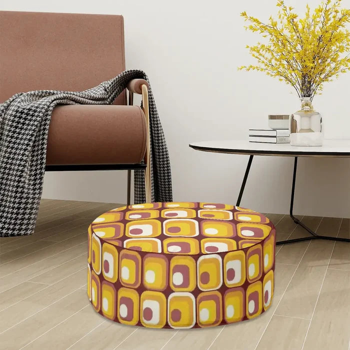 Retro 70s Orange Ottoman – Midcentury Modern Footstool Seat - pouf