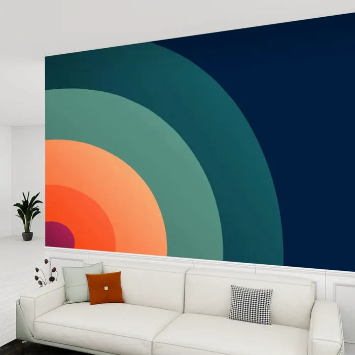 Retro 70s Stick and Peel Wallpaper: Mid-Century Modern Removable Mural - 144’’x100’’ - retro wallpaper