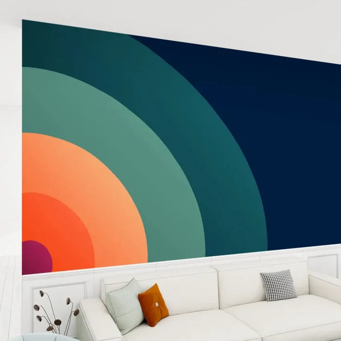 Retro 70s Stick and Peel Wallpaper: Mid-Century Modern Removable Mural - 144’’x100’’ - retro wallpaper
