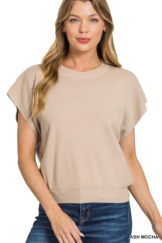 Round Neck Short Dolman Sweater