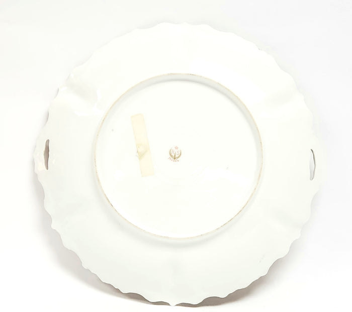 RS Prussia Scalloped Serving Dish w/ Pink Roses w/ Green Swag, Germany c. 1904-1918