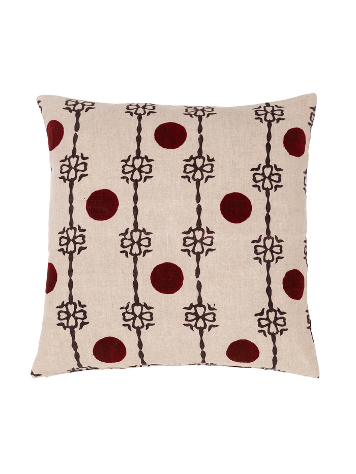 Sake Madder Red & Charcoal Decorative Pillow