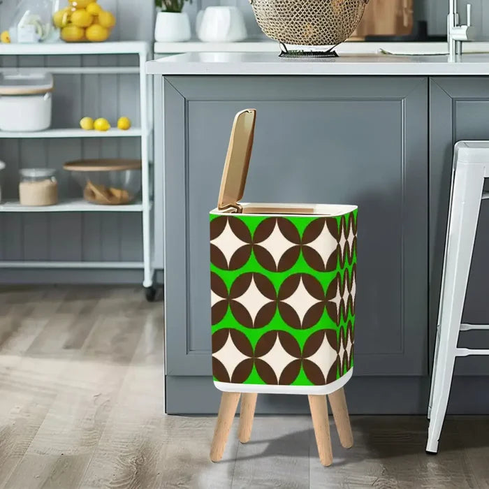 Scandi Retro Trash Can with Lid Mid Century Modern Home Decor - One Size - retro tash cans
