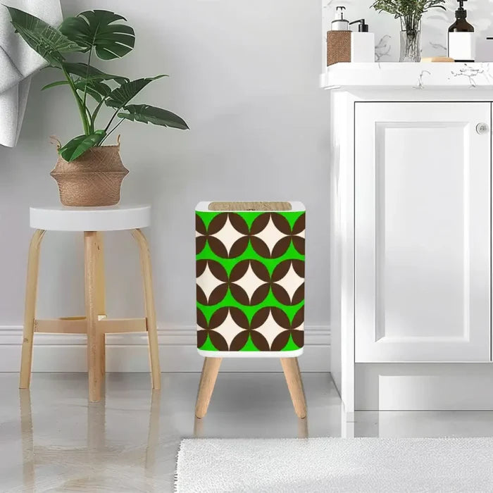 Scandi Retro Trash Can with Lid Mid Century Modern Home Decor - One Size - retro tash cans