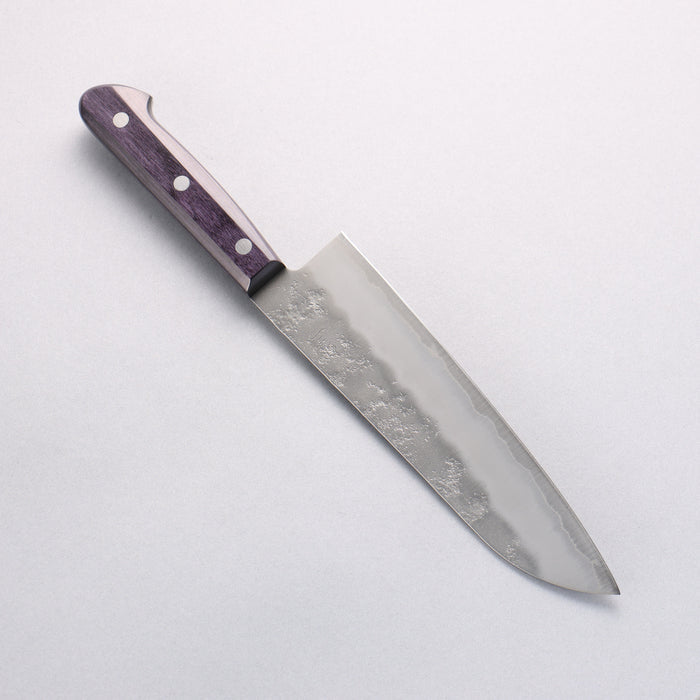 Seisuke Budou Silver Steel No.3 Nashiji Santoku 180mm Purple Pakkawood Handle - Seisuke Knife