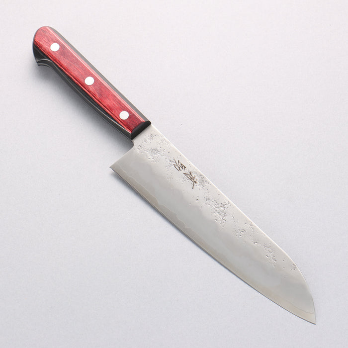 Seisuke Silver Steel No.3 Nashiji Santoku 180mm Red Pakkawood Handle - Seisuke Knife
