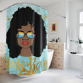 Shower Curtain — Beach Babe Afro Woman Tropical Sunglasses Bathroom Decor