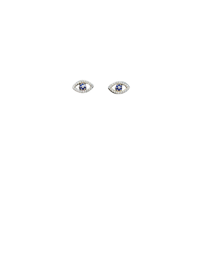 Silver Evil Eye Stud Earrings