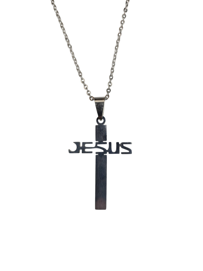 Silver Jesus Cross Necklace