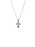 Silver Plated Blue Opal Maltese Cross Pendant