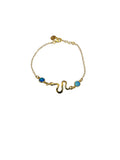 Silver Plated Snake Bracelet with Blue Opal Stones