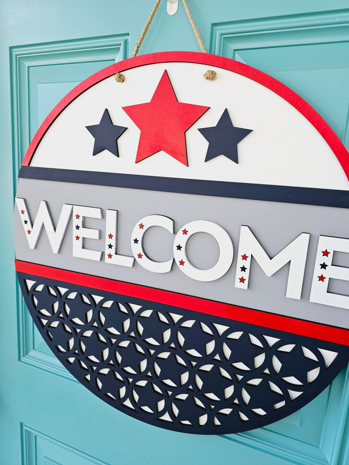Simple Patriotic Welcome Door Hanger- wholesale