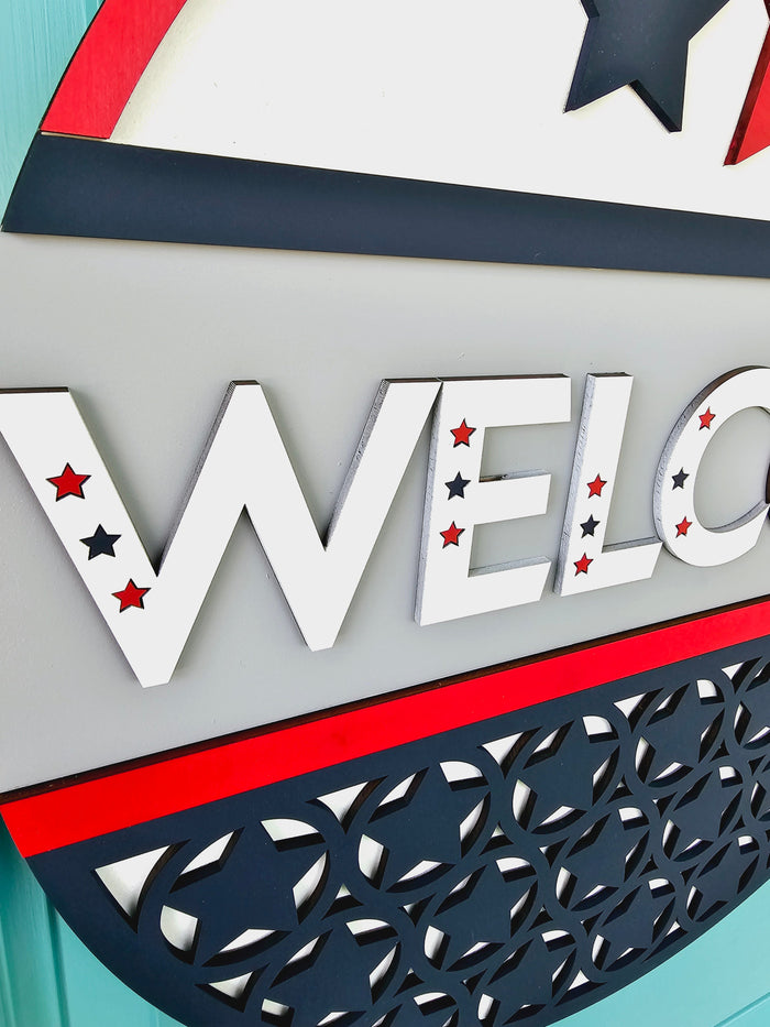 Simple Patriotic Welcome Door Hanger- wholesale