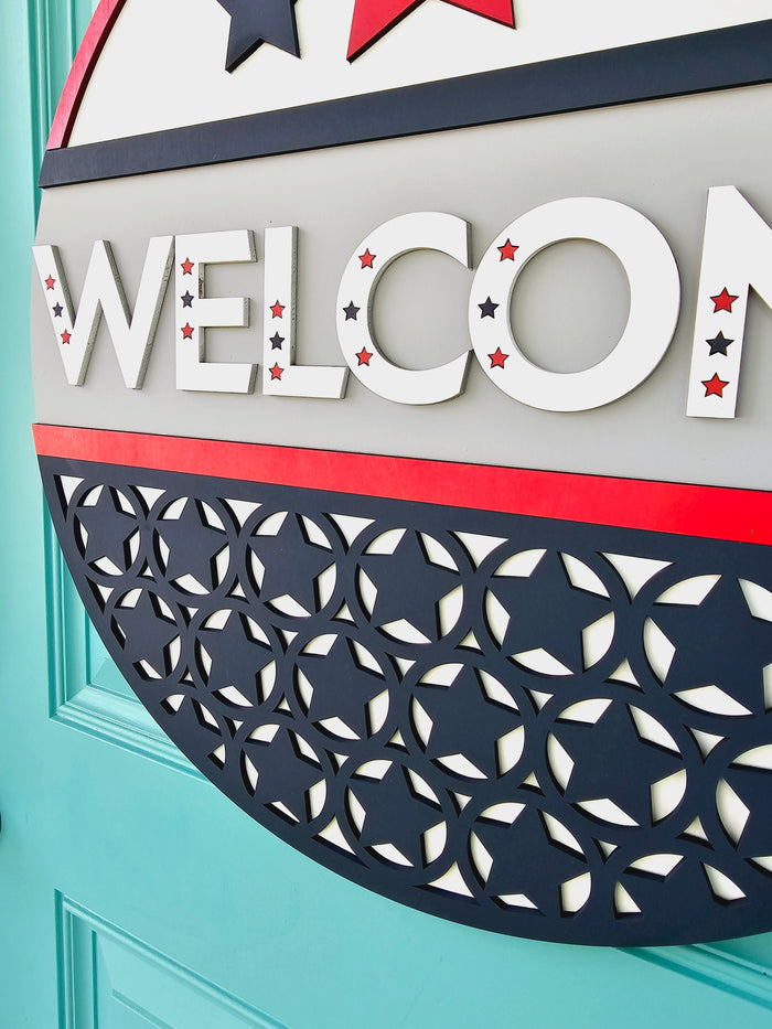 Simple Patriotic Welcome Door Hanger- wholesale