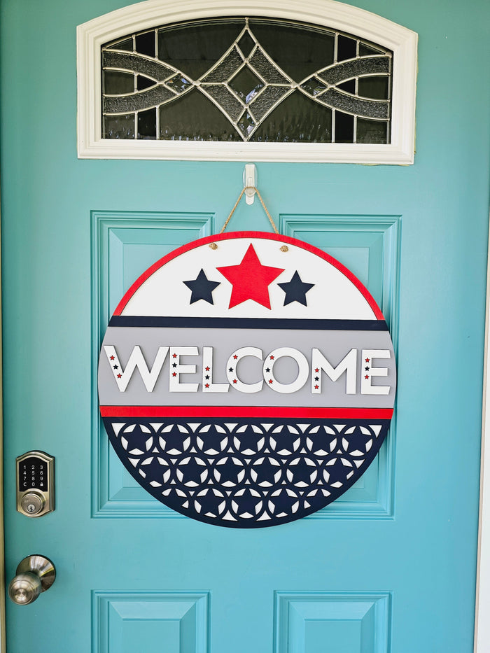 Simple Patriotic Welcome Door Hanger- wholesale