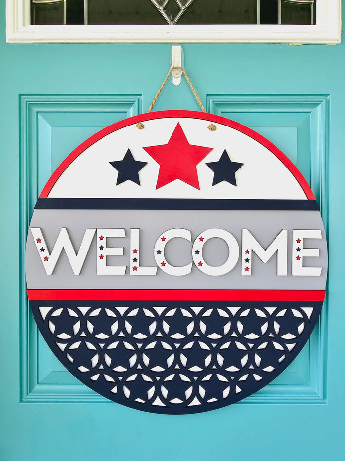 Simple Patriotic Welcome Door Hanger- wholesale