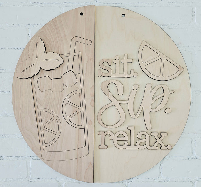 Sit Sip and Relax Door Hanger