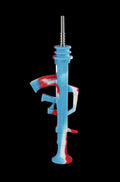 Front view of the AK47 Silicone Dab Straw Collector with Titanium Tip, showcasing its sleek, elongated design against a dark background.