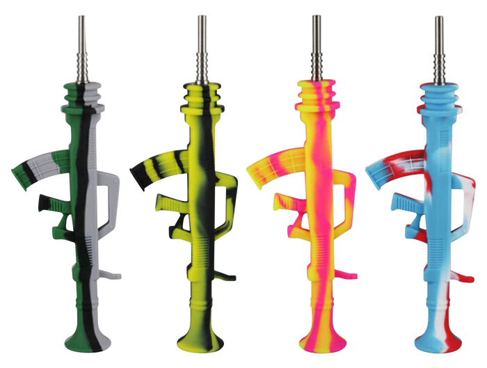 A front view of the AK47 Silicone Dab Straw Collector with Titanium Tip, showing its sleek, elongated shape against a plain white background.