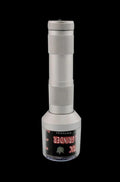 Front view of the Automatic Handheld Grinder - The Chopper, a silver, cylindrical device against a dark backdrop.