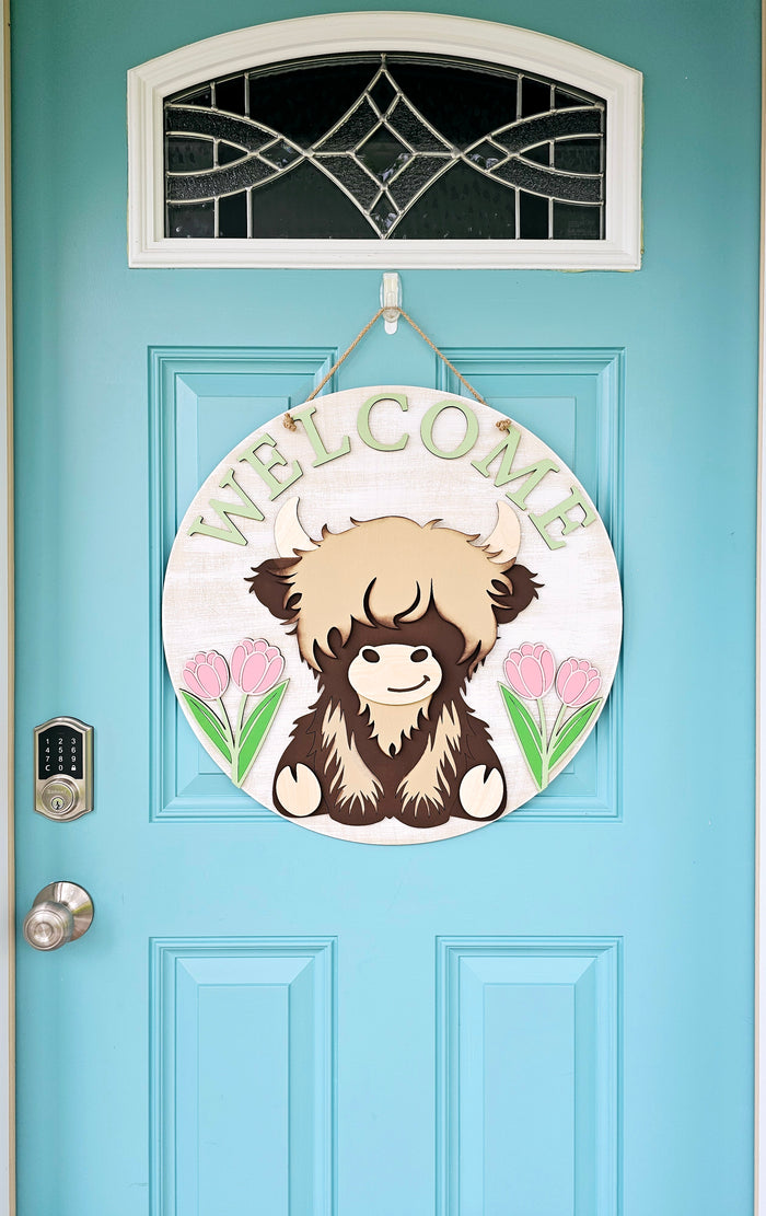 Spring Tulip Cow Door Hanger