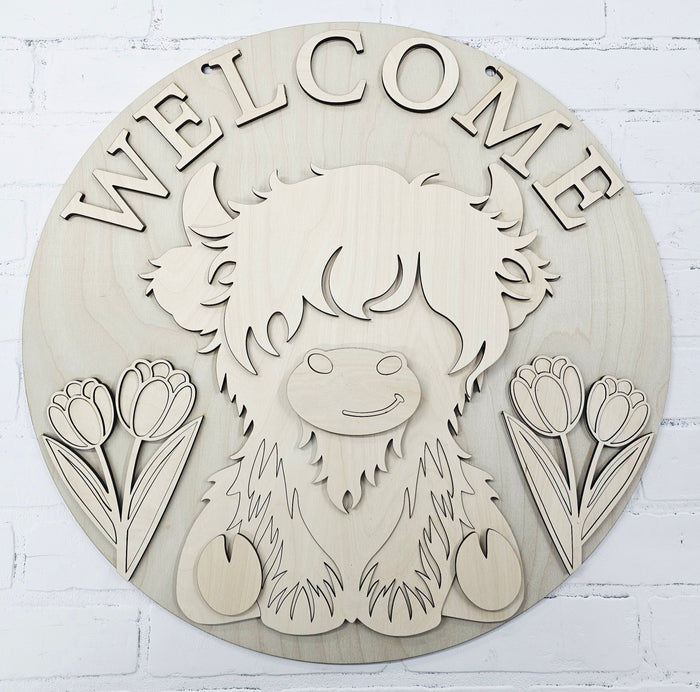 Spring Tulip Cow Door Hanger