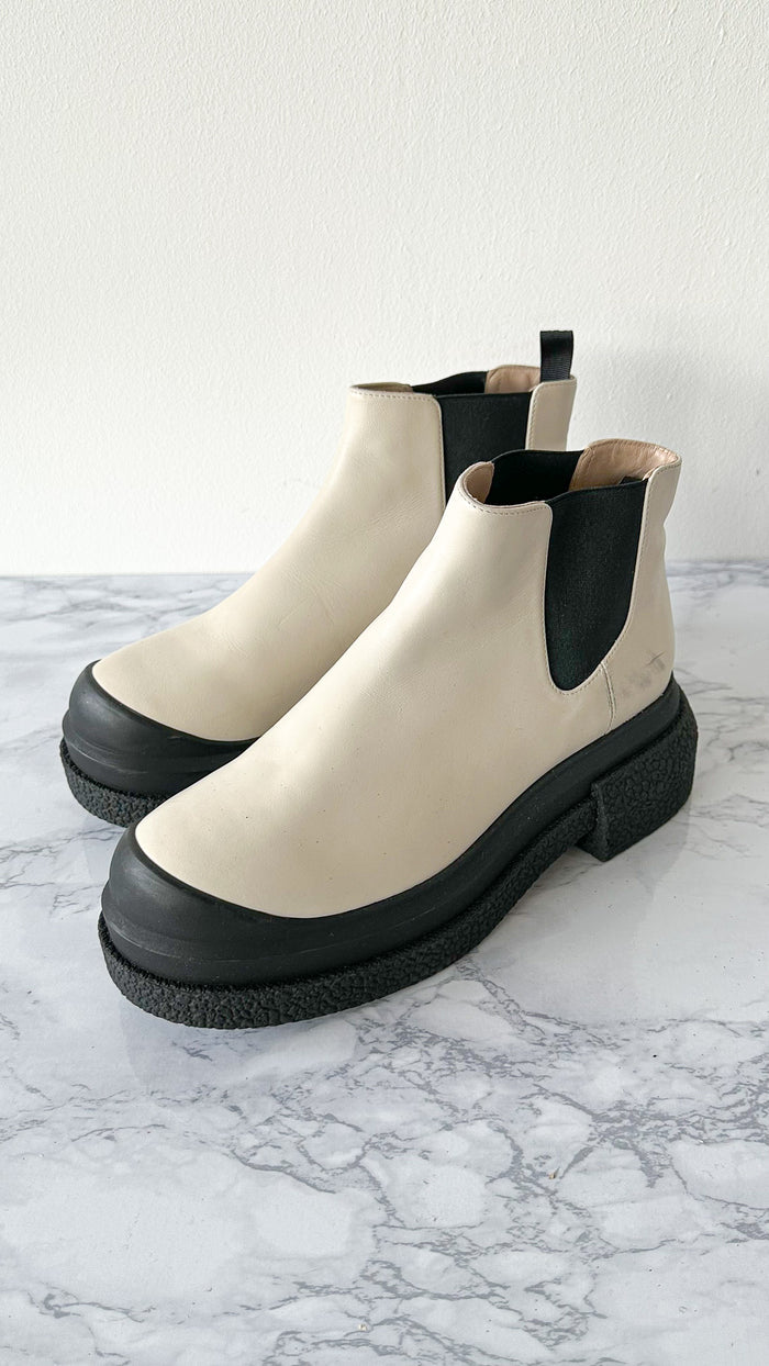 Stuart Weitzman Charli Oat White Ankle Chelsea Boots