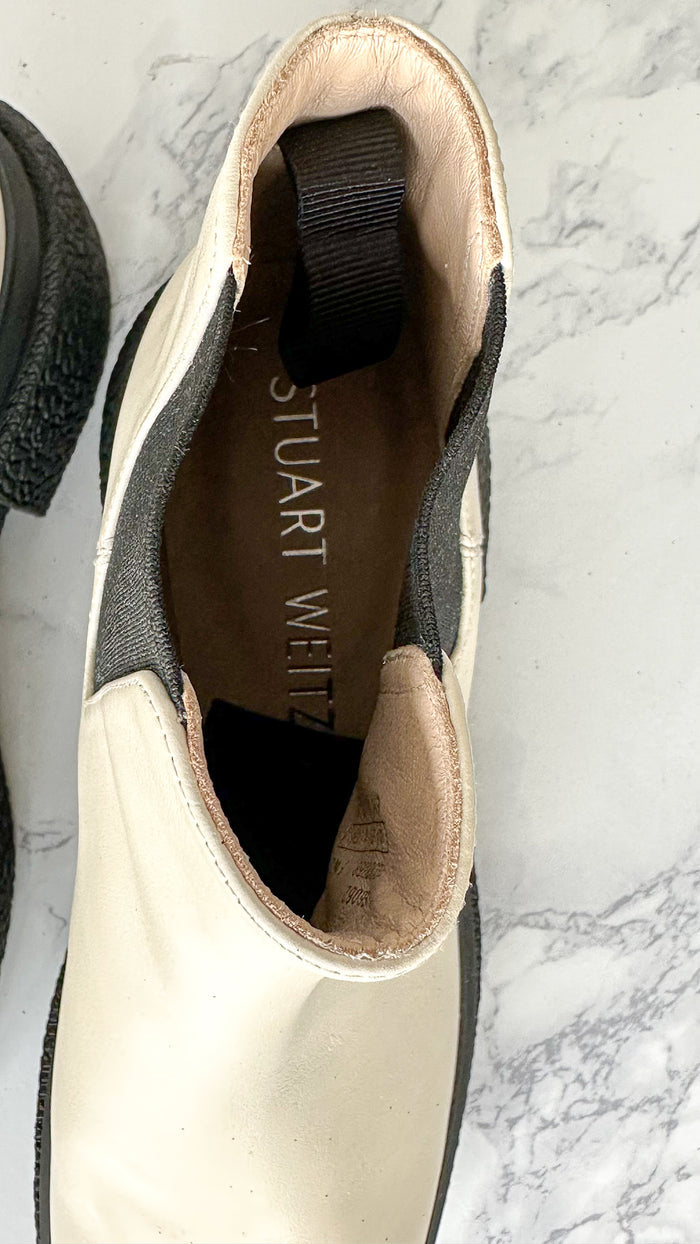 Stuart Weitzman Charli Oat White Ankle Chelsea Boots