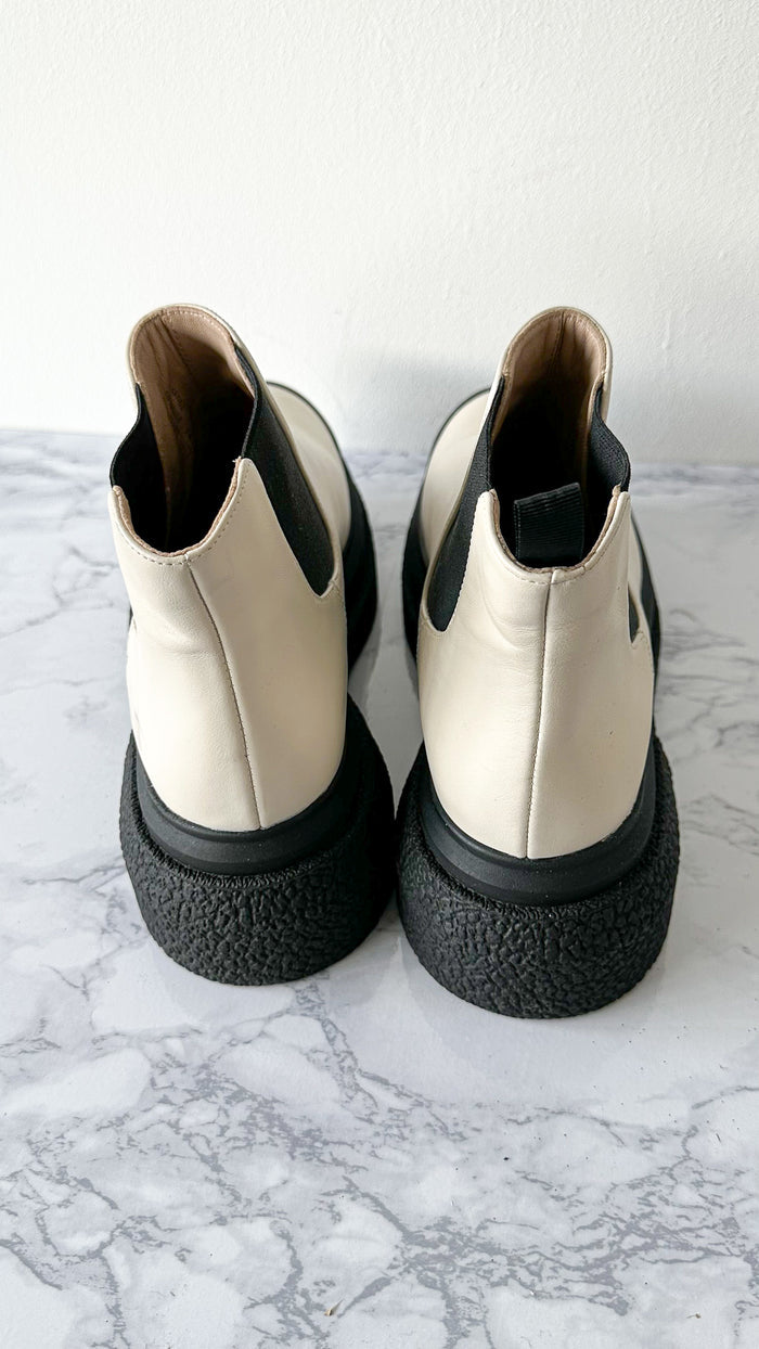 Stuart Weitzman Charli Oat White Ankle Chelsea Boots