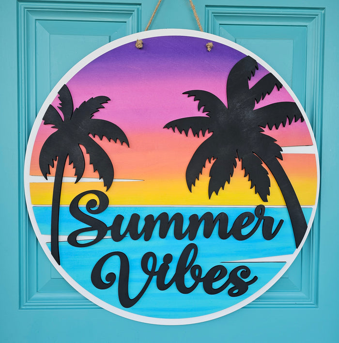 Summer Vibes Palm Trees Door Hanger- wholesale