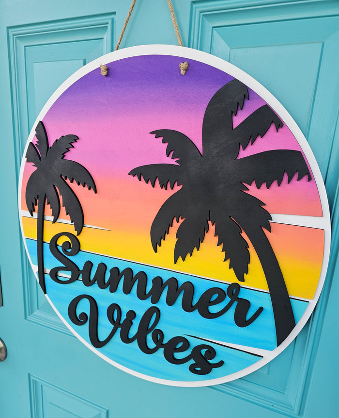 Summer Vibes Palm Trees Door Hanger- wholesale