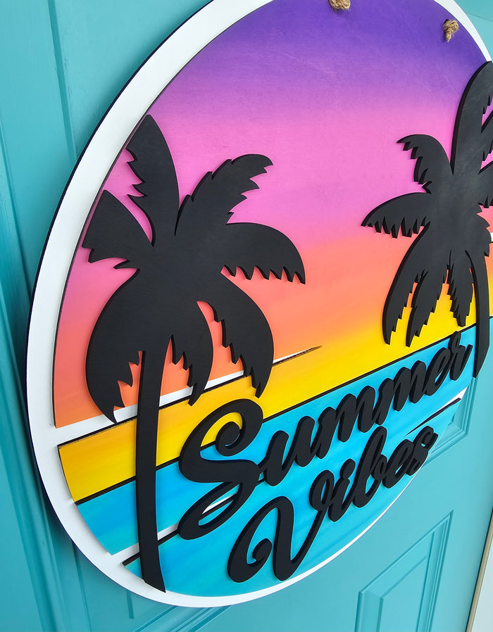 Summer Vibes Palm Trees Door Hanger- wholesale
