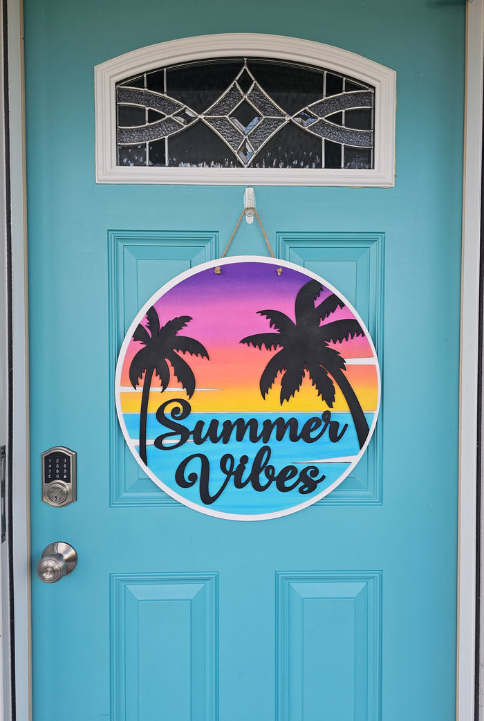 Summer Vibes Palm Trees Door Hanger- wholesale