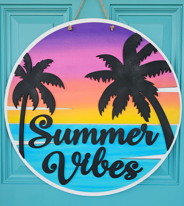Summer Vibes Palm Trees Door Hanger- wholesale