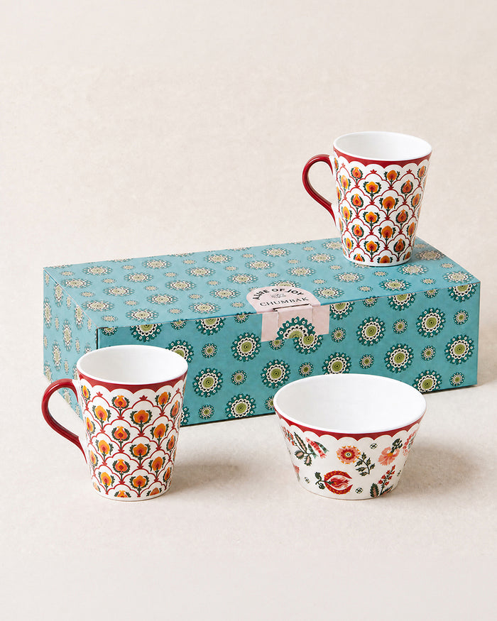 Suzani Bloom Tea Trio, Gift Set of 3 | Comes in a Gift Box