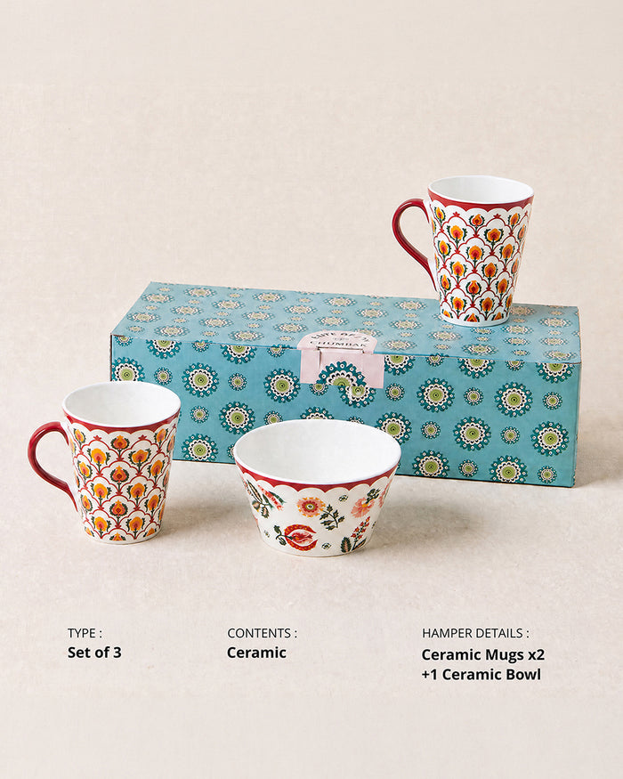 Suzani Bloom Tea Trio, Gift Set of 3 | Comes in a Gift Box