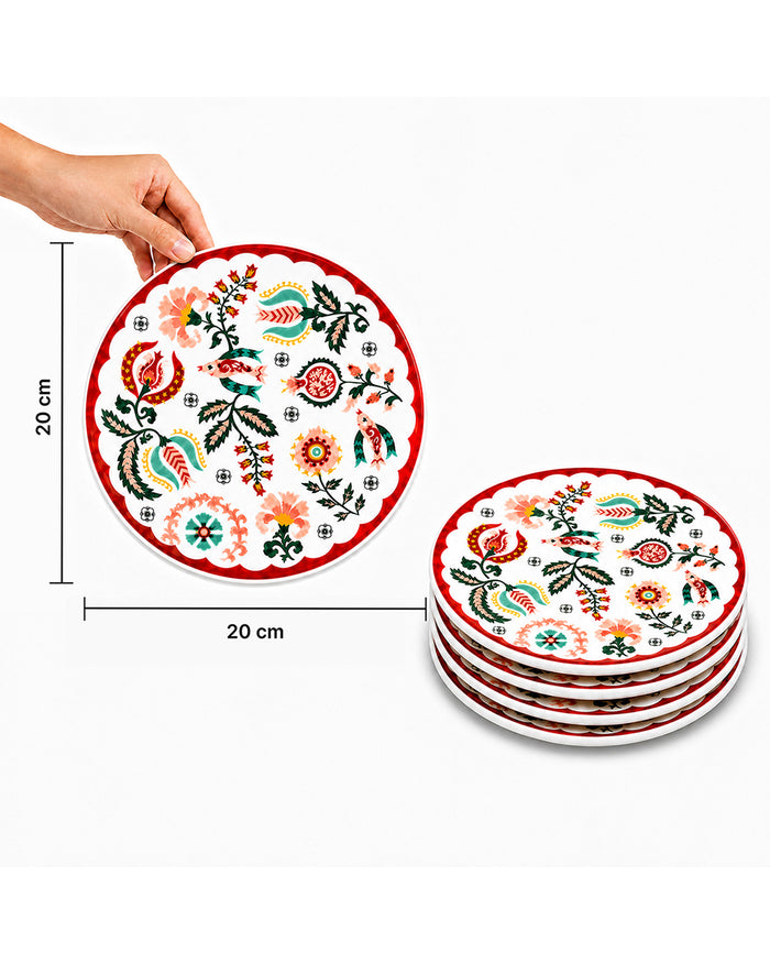 Suzani Blossom Snack Plates Gift Set of 4