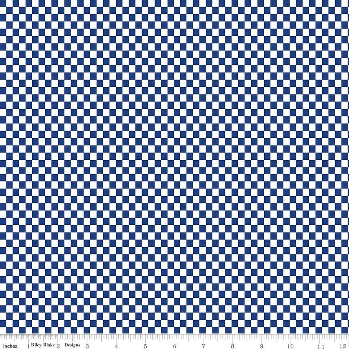 Hot Wheels Made to Race Checker Navy Cotton Fabric