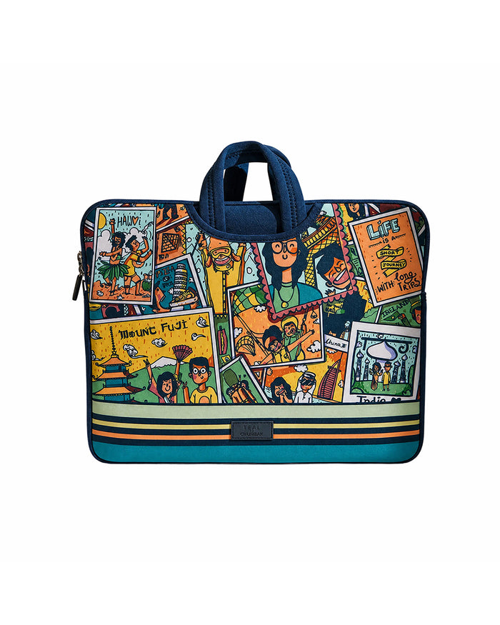 TEAL By Chumbak Around the world Laptop Sleeve - 15inch