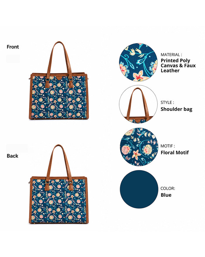 Teal by Chumbak Blue Bloom Office Tote