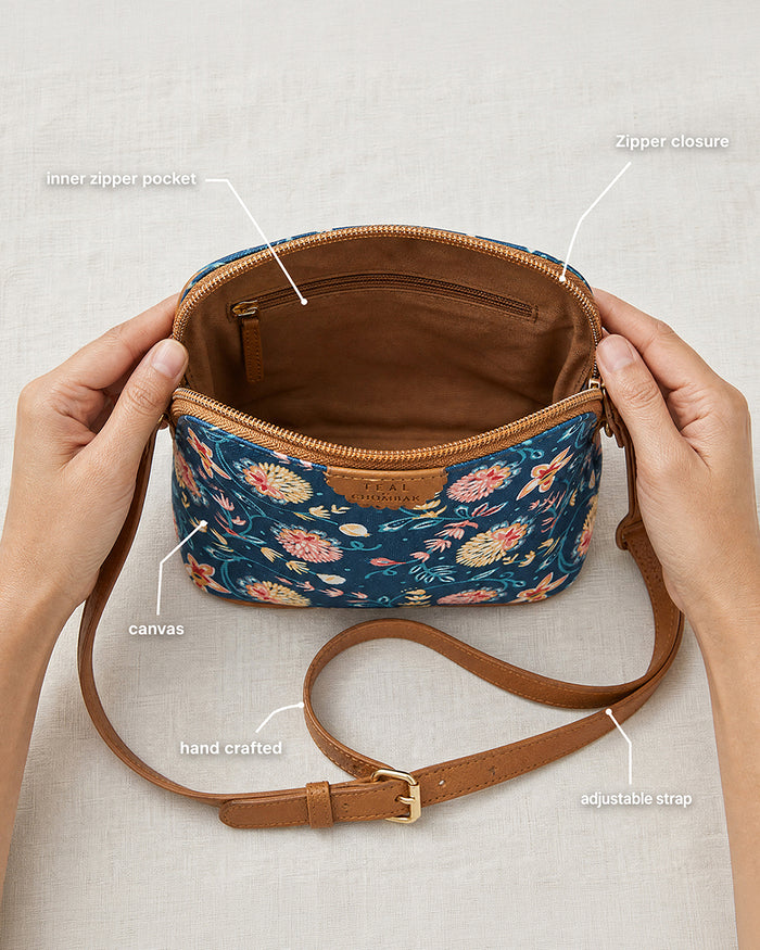 Teal by Chumbak Blue Bloom Sling Bag