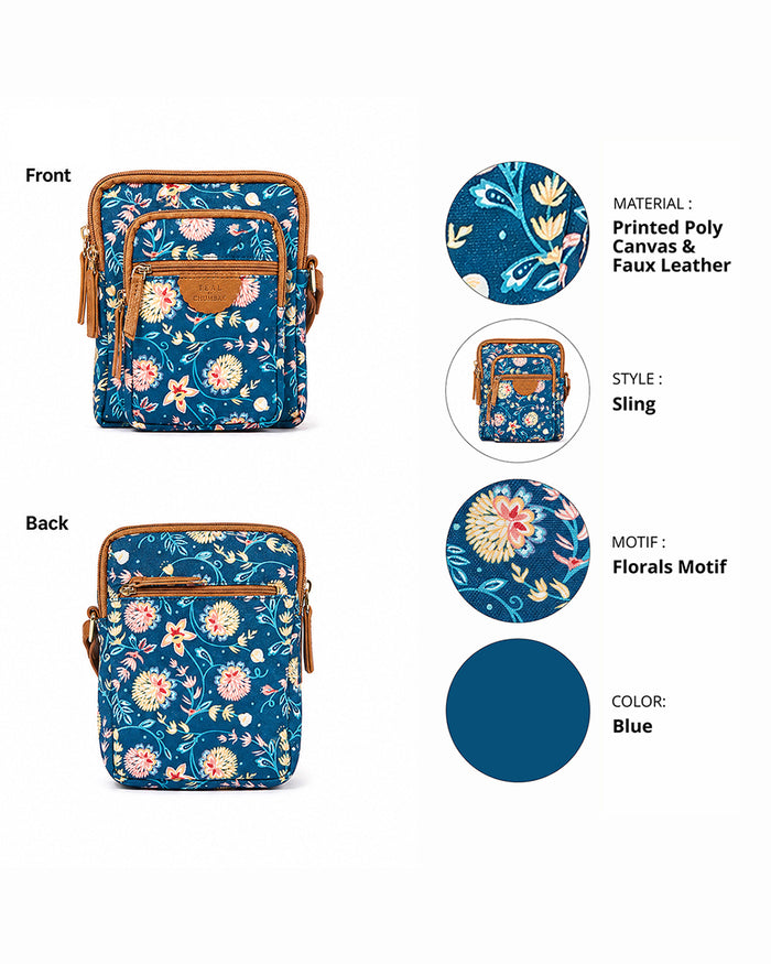 Teal by Chumbak Blue Bloom Wallet  Sling Bag