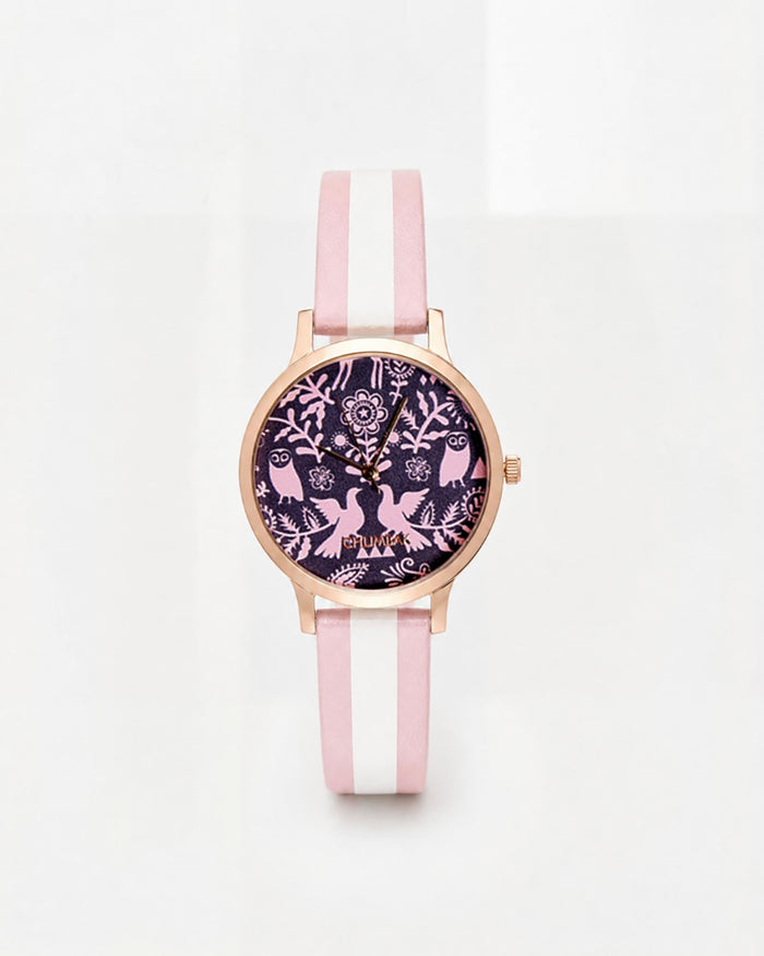TEAL by Chumbak Floral Birds Wrist Watch- Pink