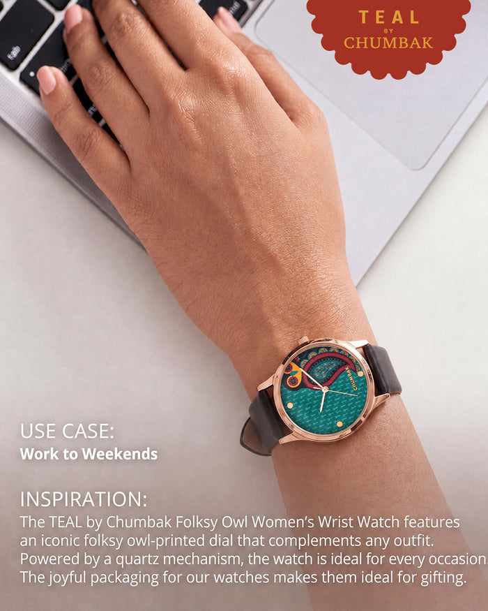 TEAL by Chumbak Folksy Owl Wrist Watch